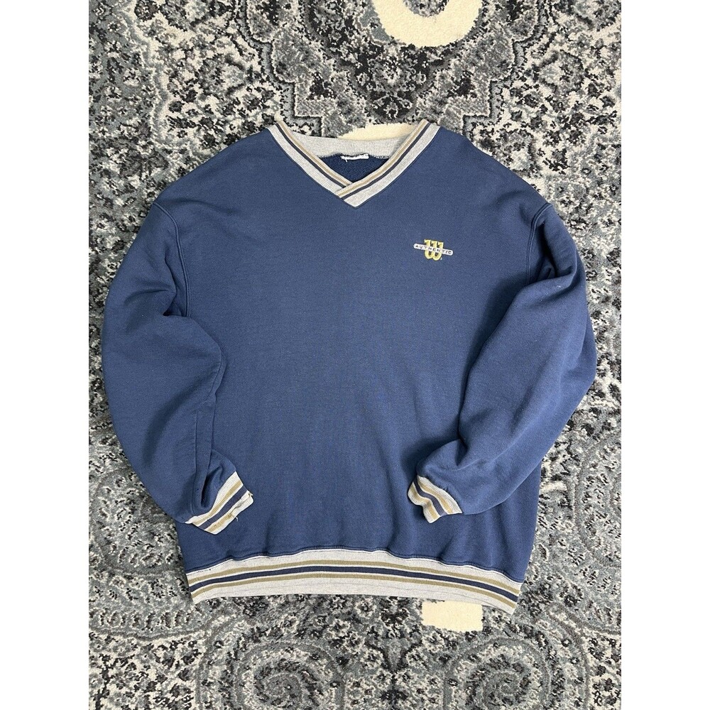 Vintage 90s Mens Wilson Authentic Vneck Sweater Size XL Navy Blue